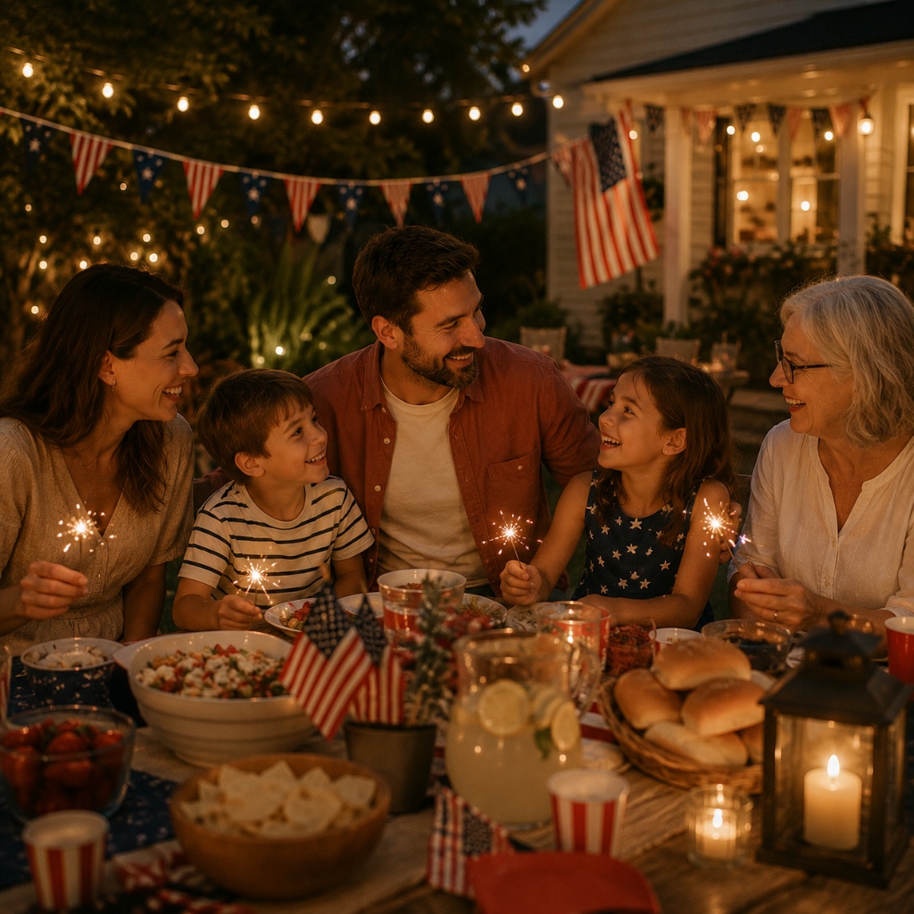 Happy protected family celebrating together